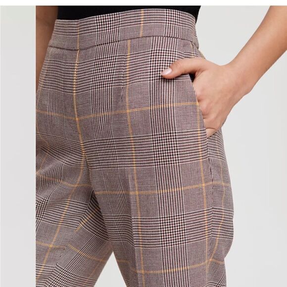 Aritzia Babaton Plaid Check Conan Pull On Crop Pant Sz 0 - Picture 3 of 14